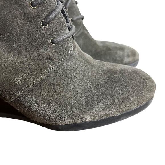 Franco Sarto Weston Gray Suede Leather Wedge Ankle Booties Boots Shoes sz 8.5 - Picture 13 of 16